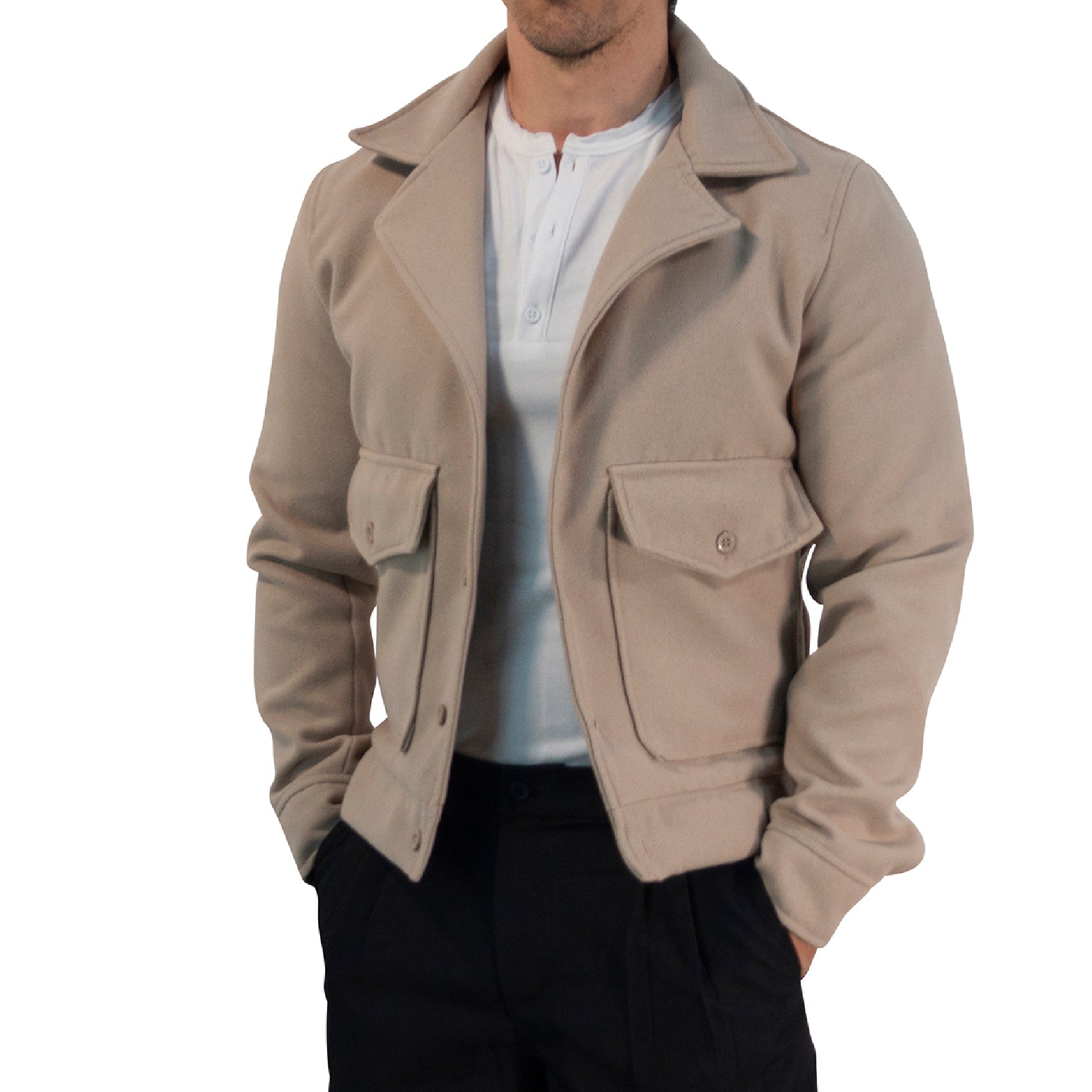 Regent Melton Jacket Boxy Fit Beige Latte