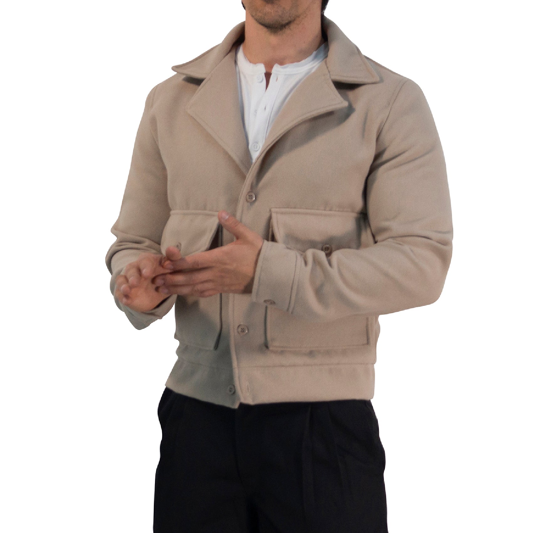 Regent Melton Jacket Boxy Fit Beige Latte