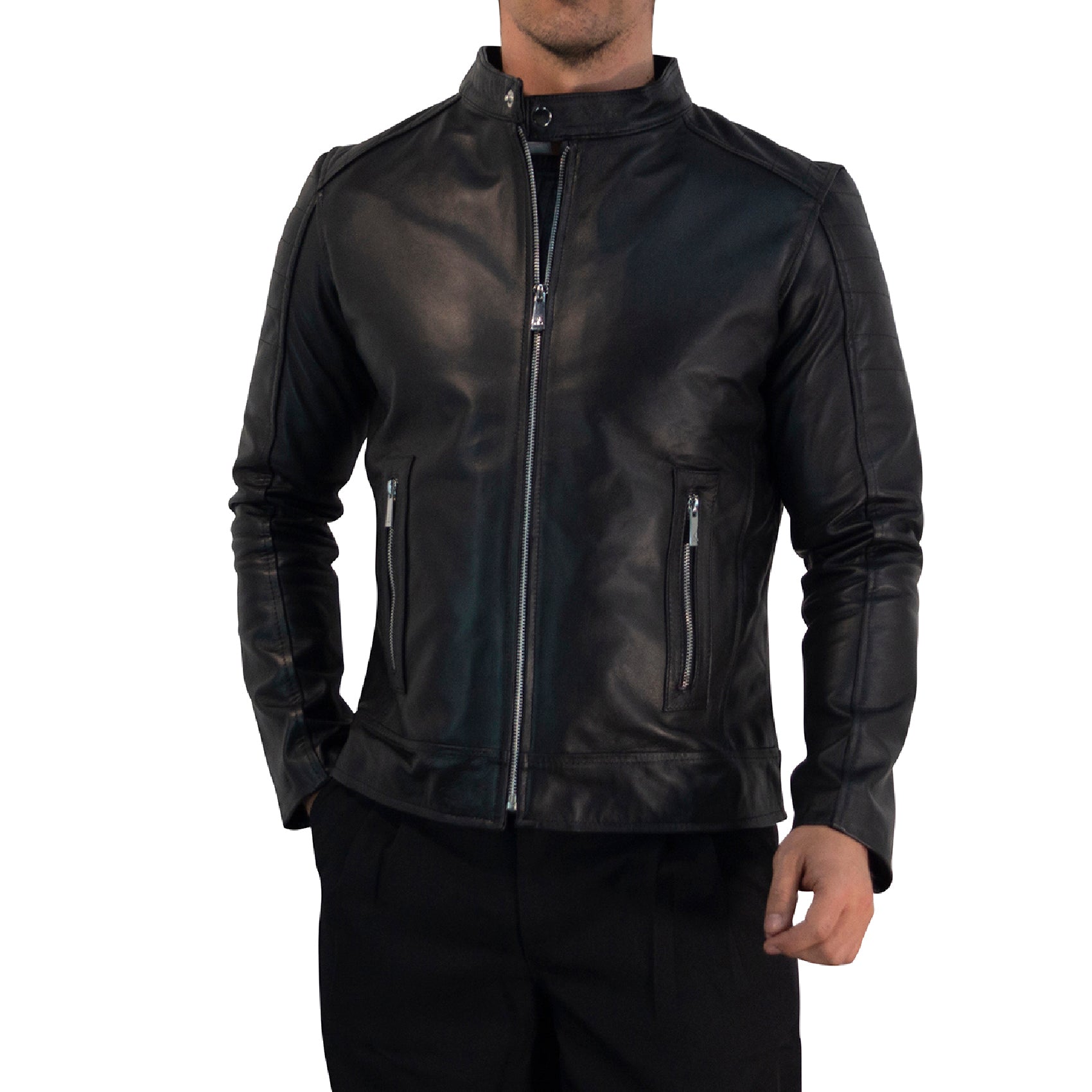 True Leather Black Biker Jacket