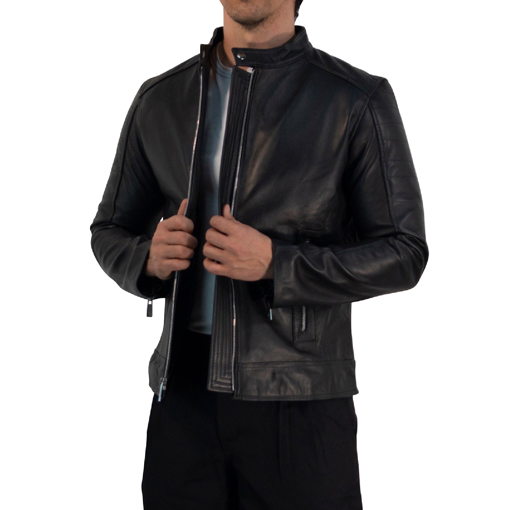 True Leather Black Biker Jacket