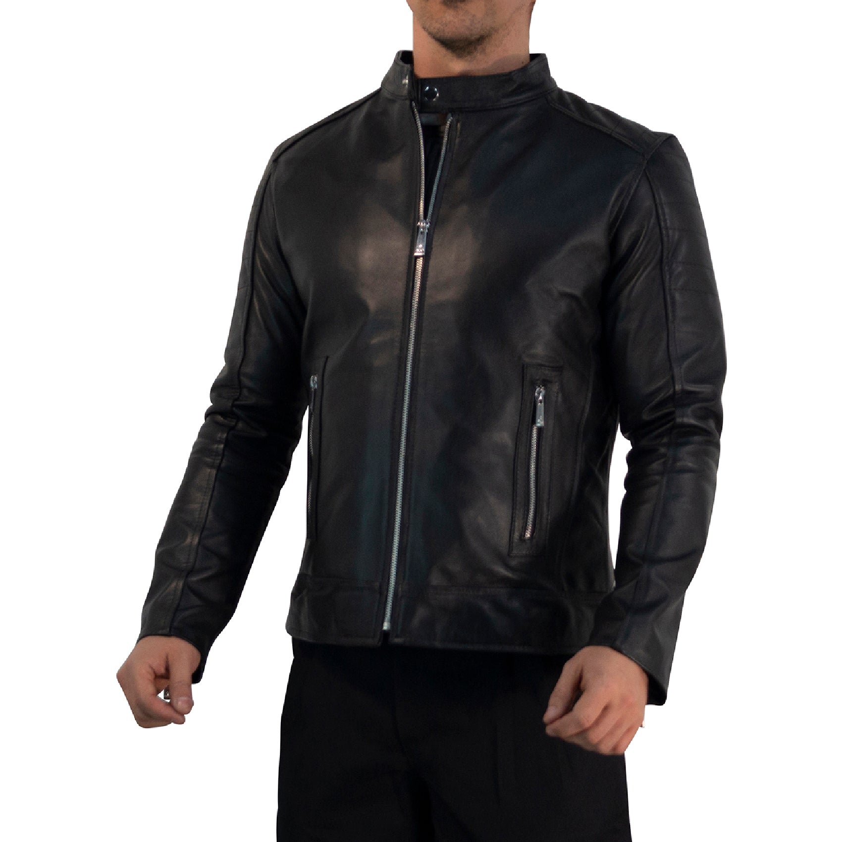 True Leather Black Biker Jacket