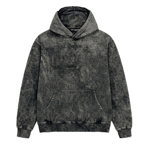 Oversized Hoodie Laser Stitch Acid Black