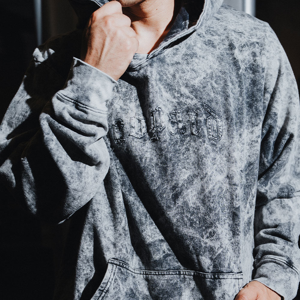 Oversized Hoodie Laser Stitch Acid Black