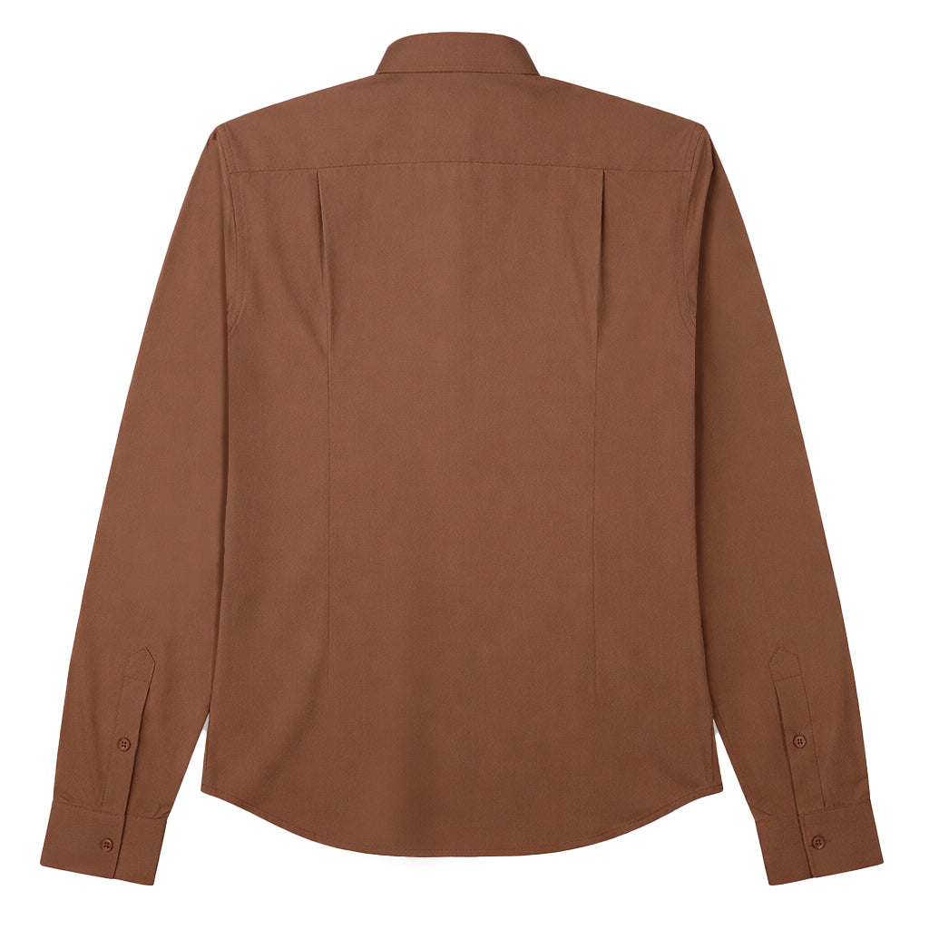 Camisa Cuello Mao Manga Larga Cafe