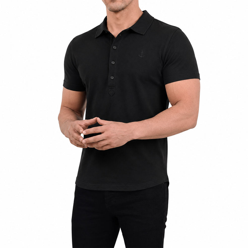 Sateen Luxe Polo Shirt Long Sleeve Light Gray