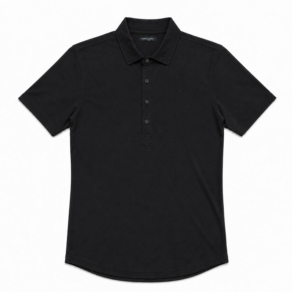Sateen Luxe Polo Shirt Long Sleeve Light Gray