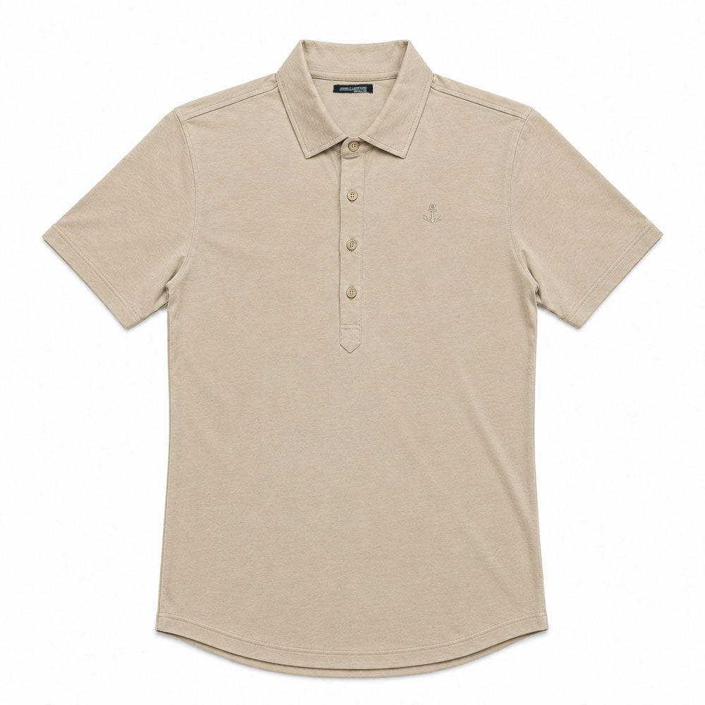 Sateen Luxe Polo Shirt Long Sleeve Light Gray