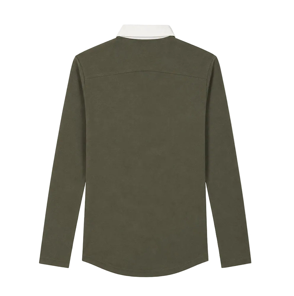 Sateen Luxe Polo Shirt Long Sleeve Light Gray