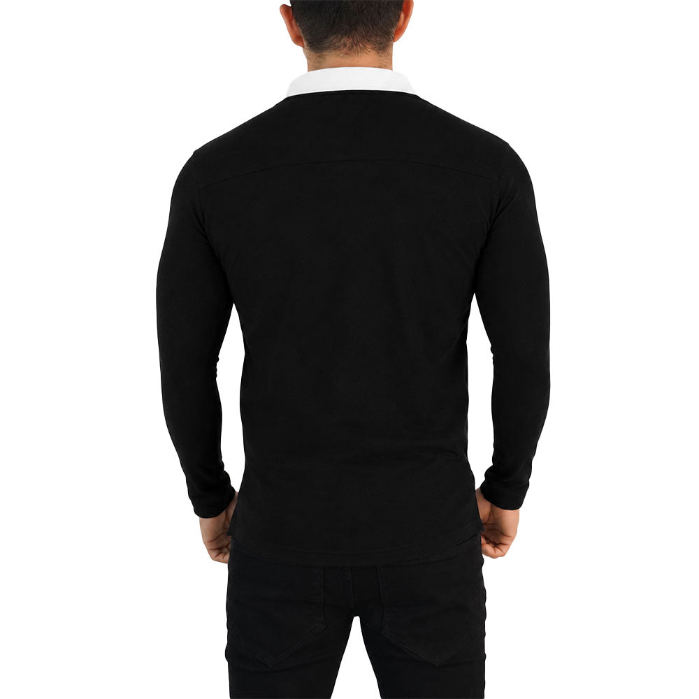 Sateen Luxe Polo Shirt Long Sleeve Light Gray