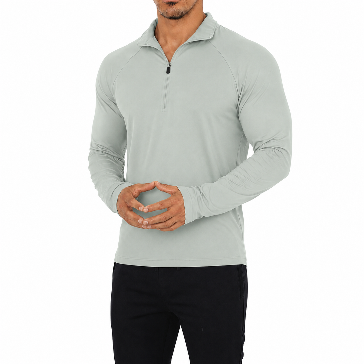Sudadera Ultra Ligera Motion Series 1/4 Zip Mint Gray