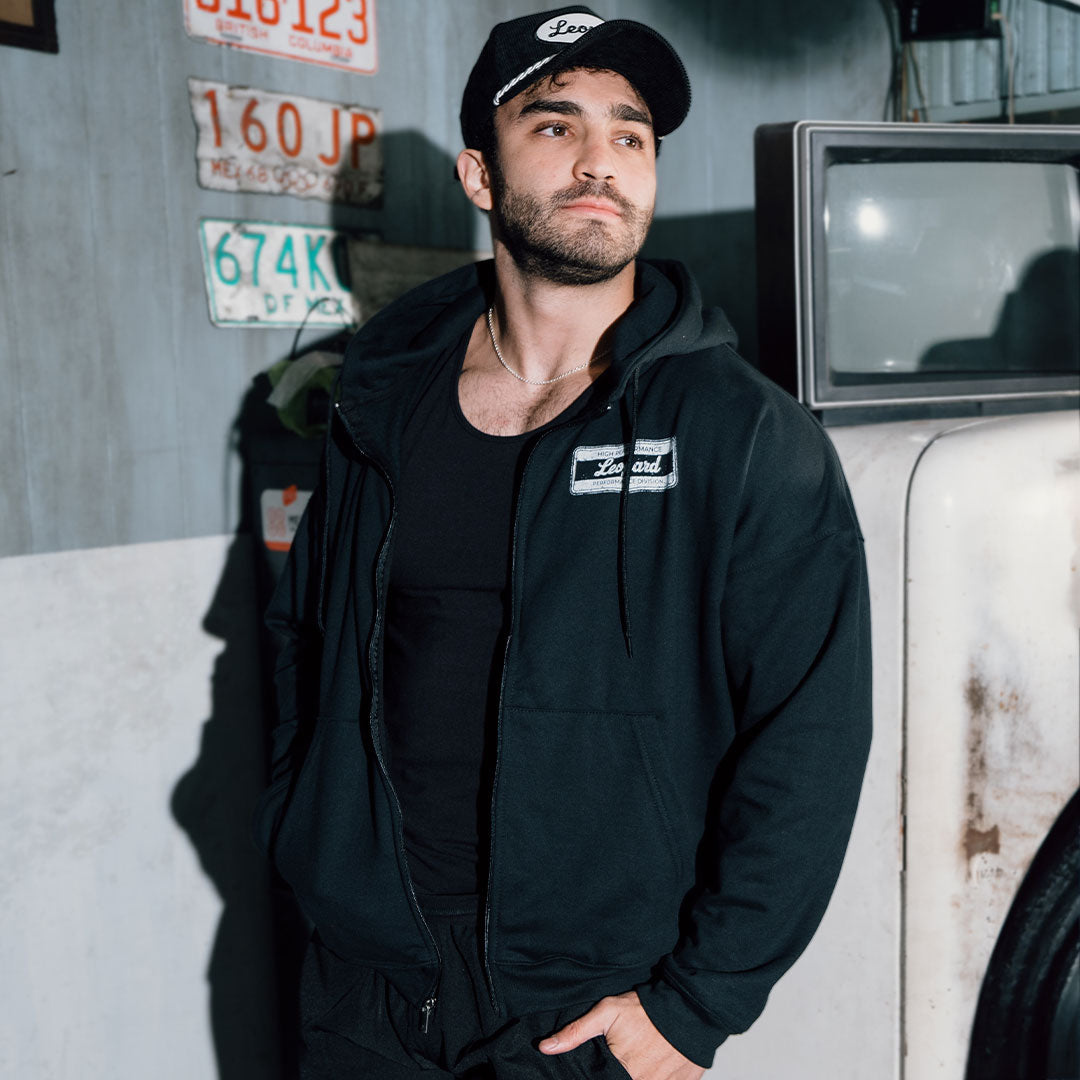 Fleece Zip Up High Performance Hoodie Black Boxy