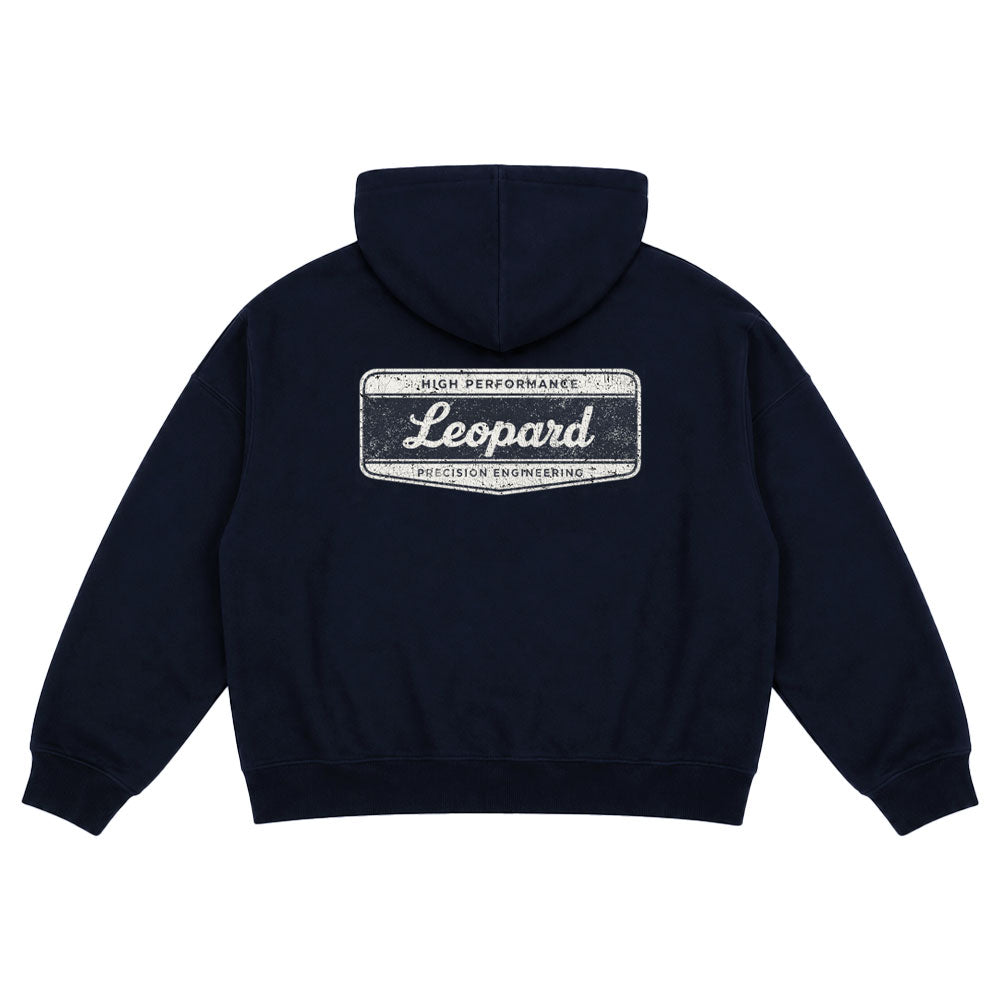 Fleece Zip Up High Performance Hoodie Navy Boxy