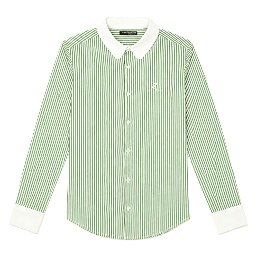 Camisa Slim Heritage Club Collar Shirt Green Stripes