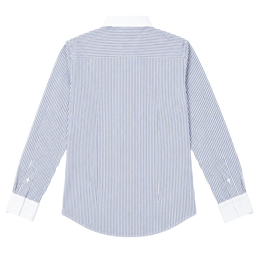 Camisa Slim White Collar Classic Stripe Shirt Light Blue