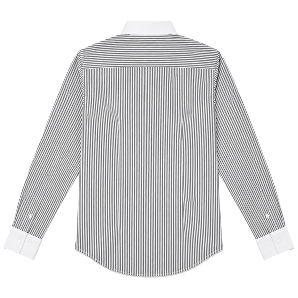 Camisa Slim White Collar Classic Stripe Shirt Gray