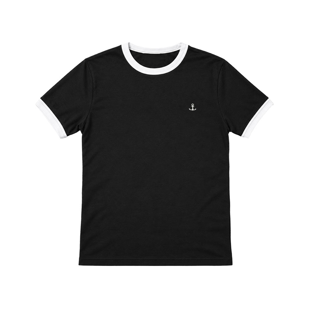 Playera Anchor Logo Ringer Contrast Black