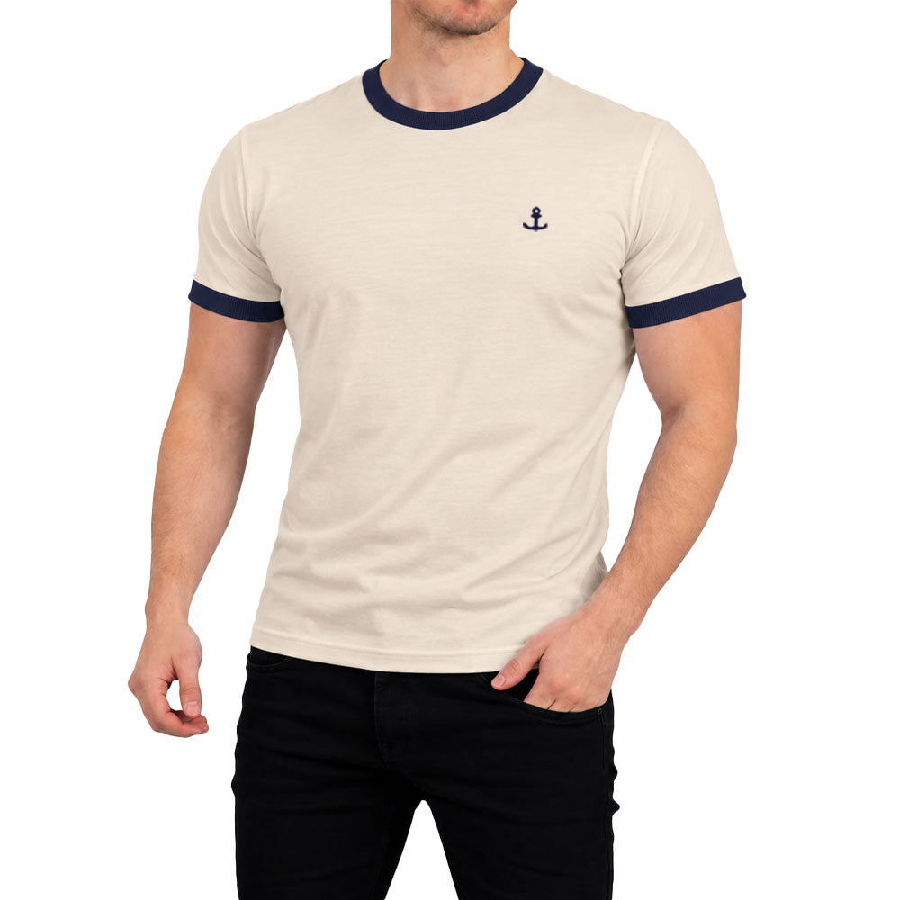 Playera Anchor Logo Ringer Contrast Sand