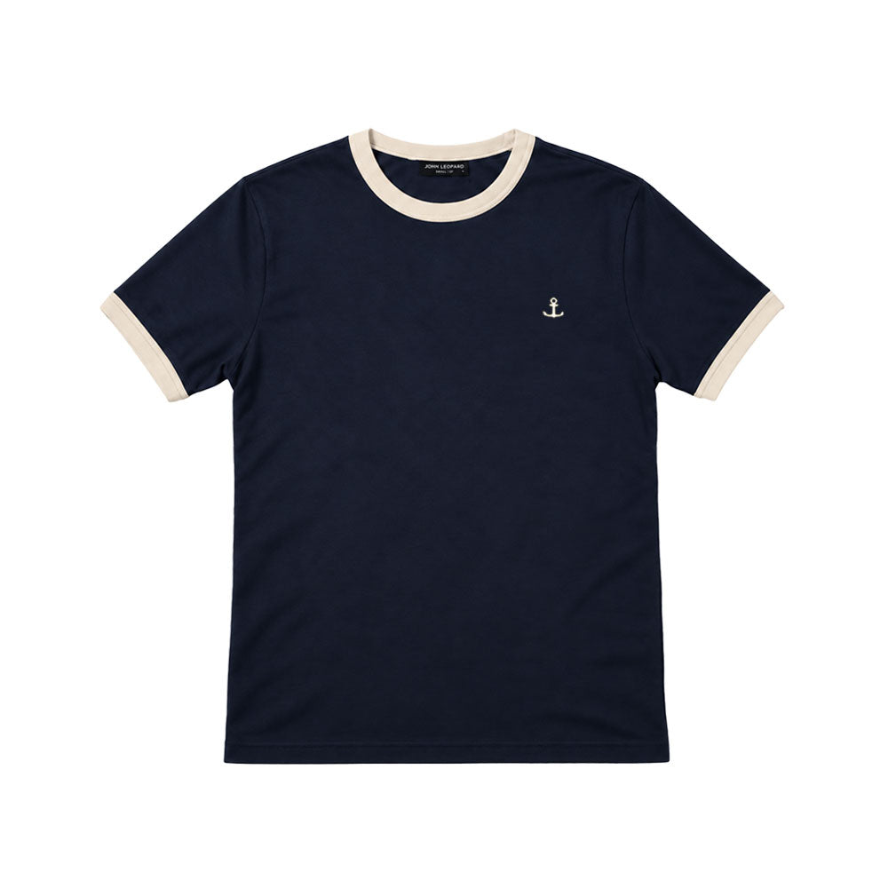Playera Anchor Logo Ringer Contrast Navy