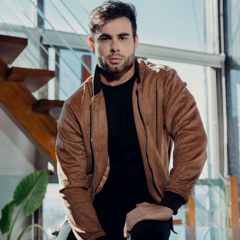 Suede Bomber Jacket Brown