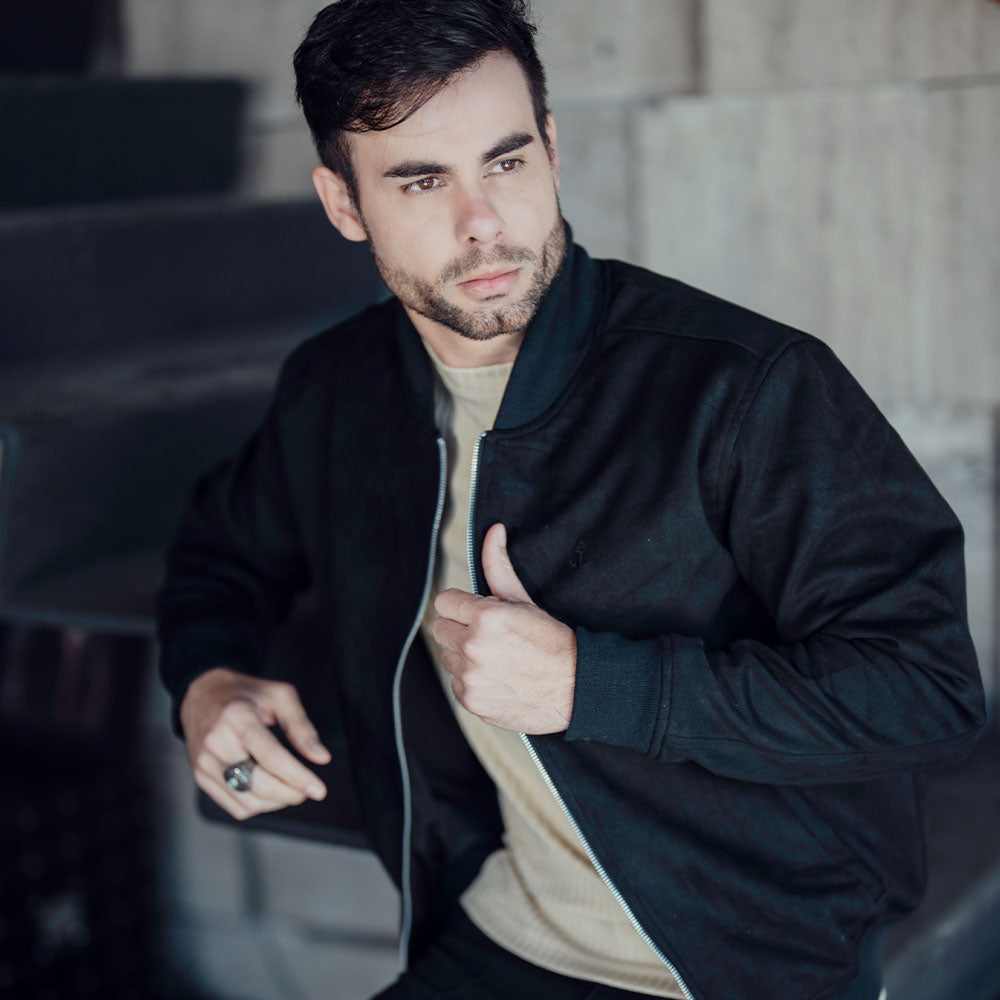 Suede Bomber Jacket Black