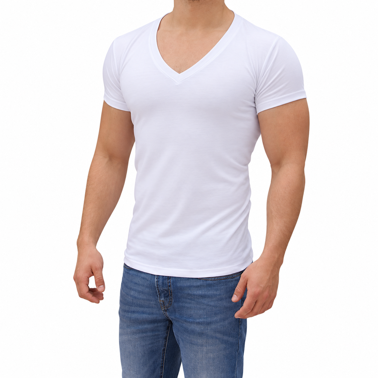Playera Cuello V Profundo Blanca