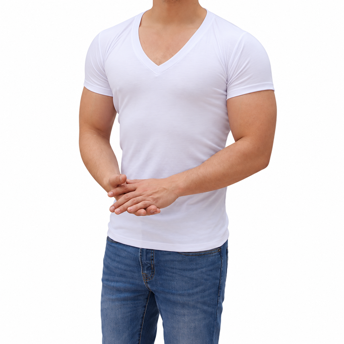 Playera Cuello V Profundo Blanca