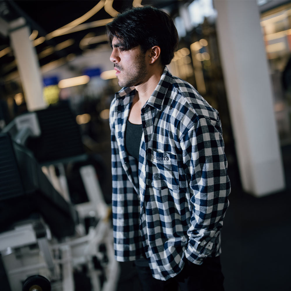 Oversized Flannel Shirt Checkers White / Navy