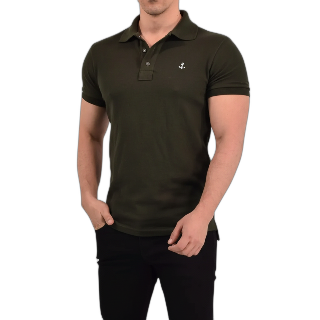 Playera Polo Olive Silver Logo