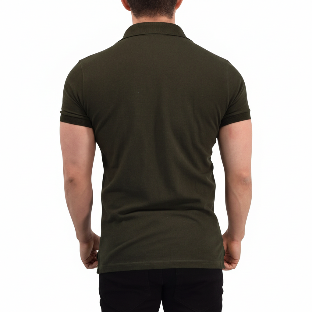 Playera Polo Olive Silver Logo