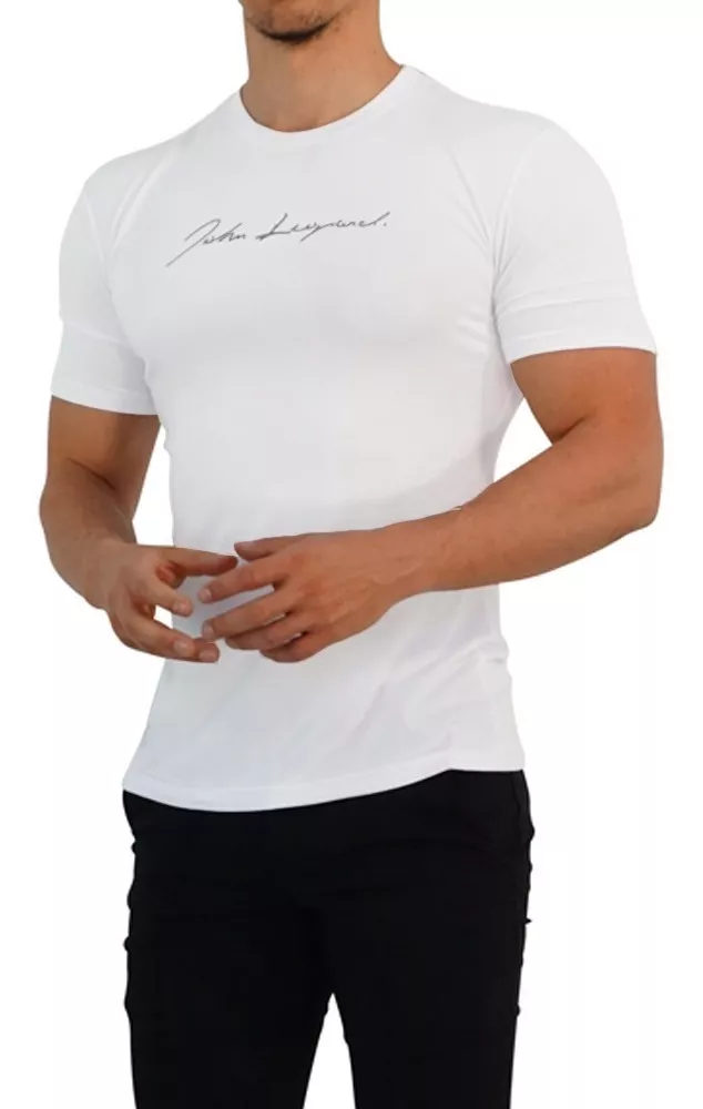 Playera Blanca Signature Logo Manga Corta