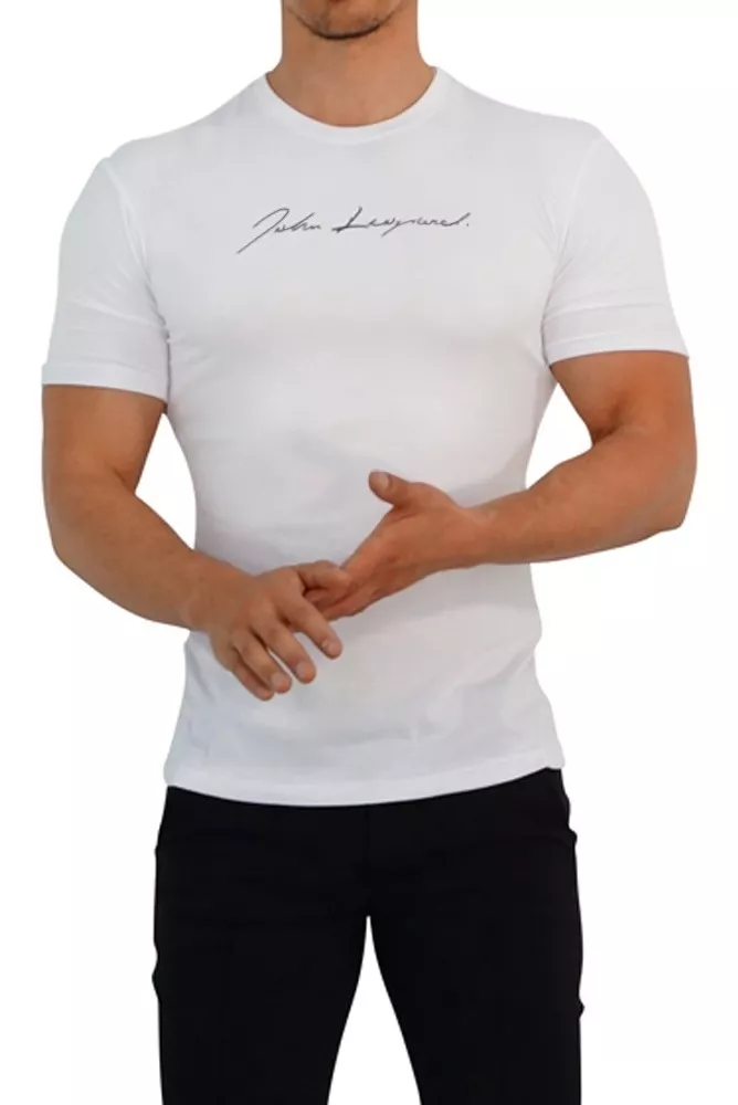 Playera Blanca Signature Logo Manga Corta