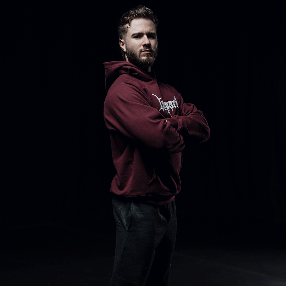 Hoodie Oversized Dark Series Distresed Logo Burgundy