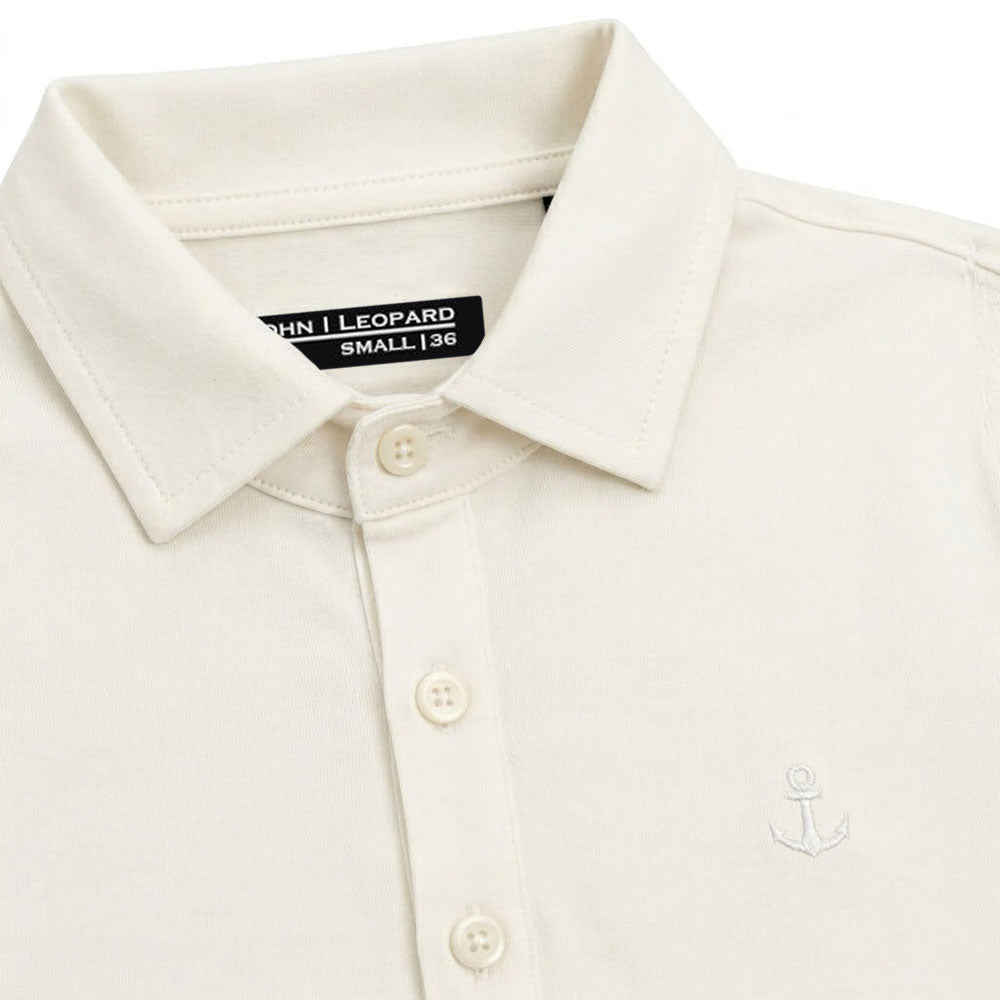 Sateen Luxe Polo Shirt Long Sleeve Light Gray