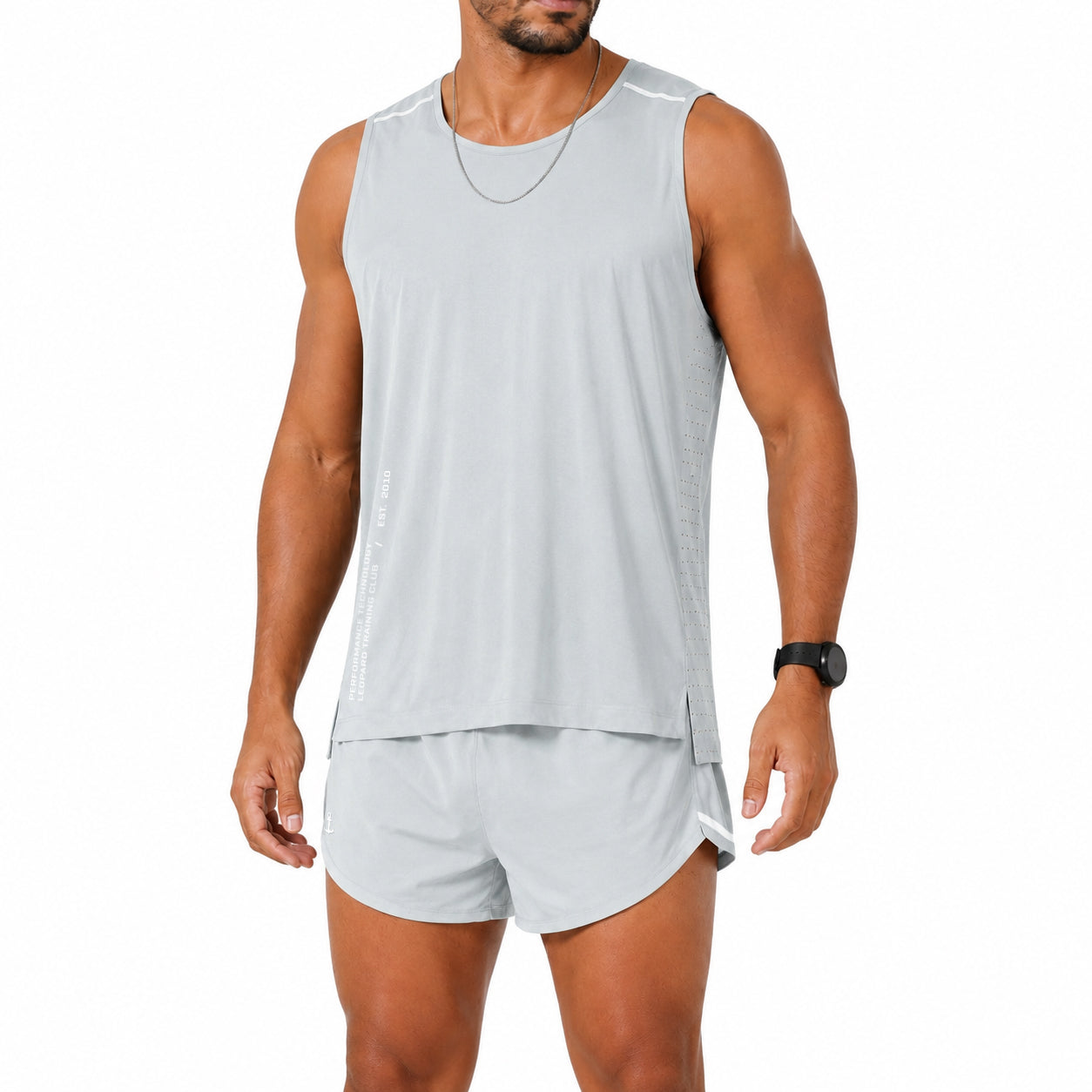 Singlet Tank Performance Tech Aeradry Light Gray Race