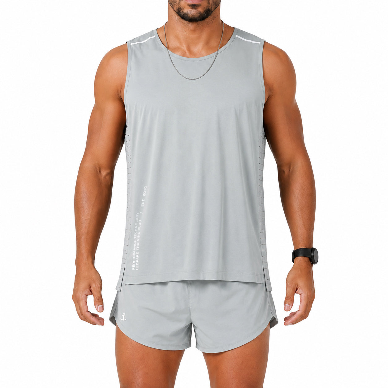 Singlet Tank Performance Tech Aeradry Light Gray Race
