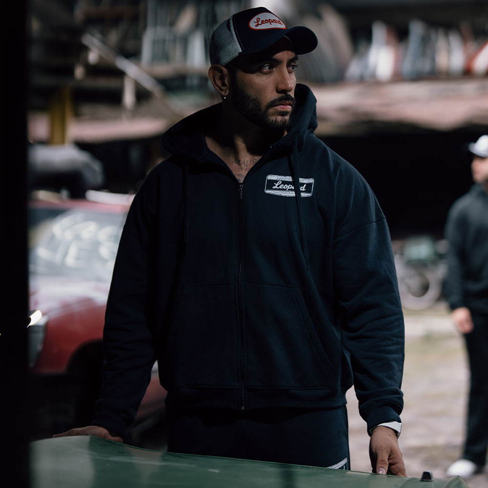 Fleece Zip Up High Performance Hoodie Navy Boxy