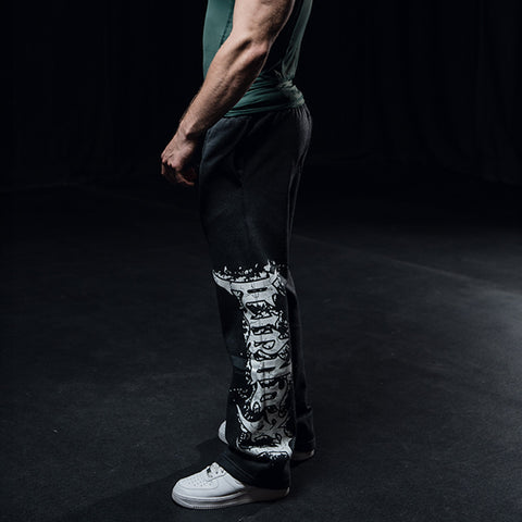 Jogger Straight Fit Dark Series Distressed Logo Dark Gray