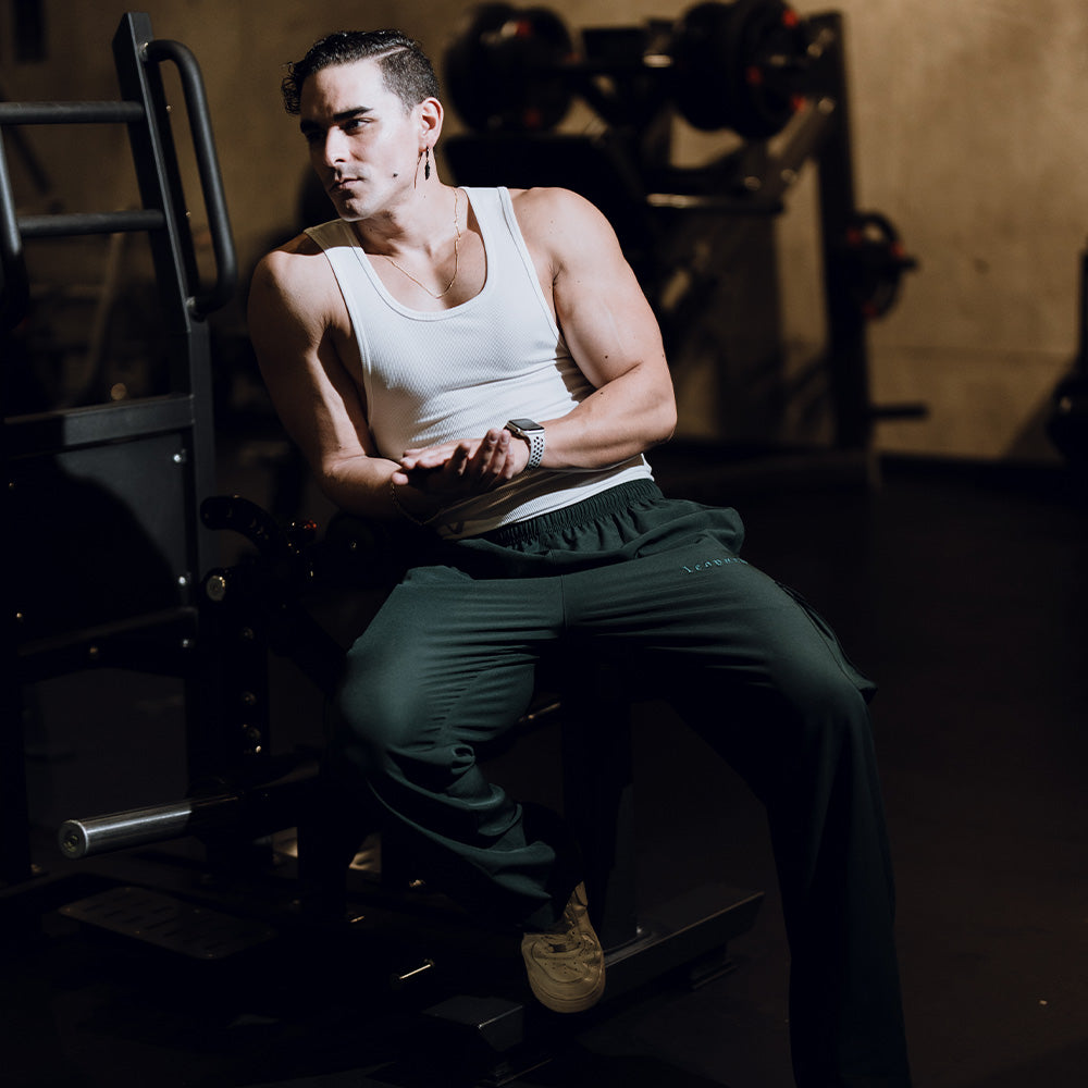 Gym Stringer Tank Solid Gray White Anchor