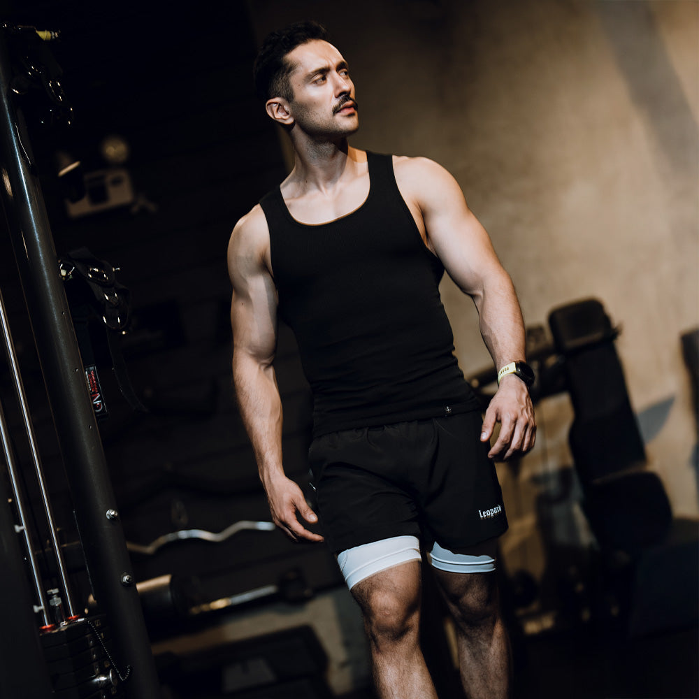 Gym Stringer Tank Solid Gray White Anchor