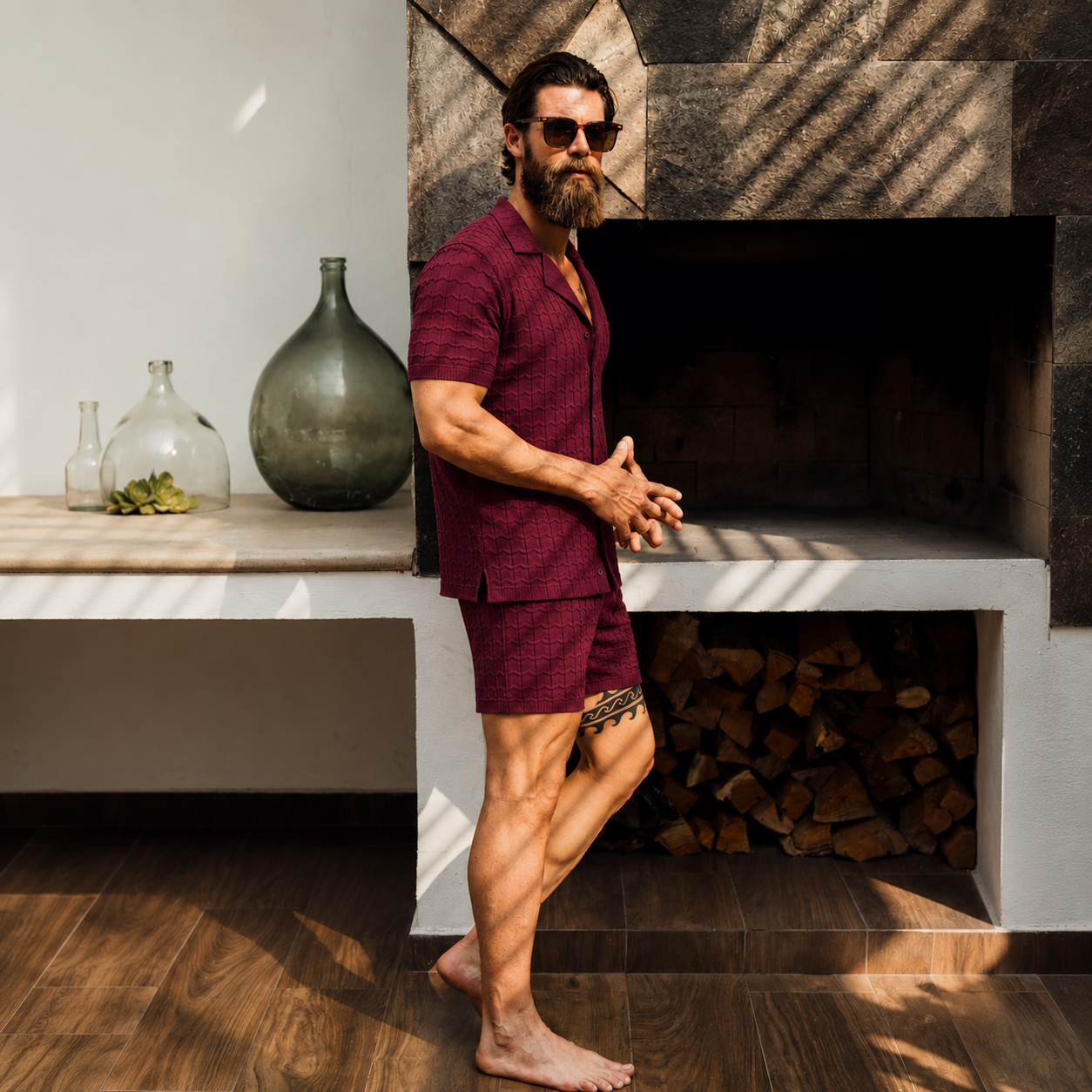 Camisa Havana Knitted Shirt Bambú Merlot