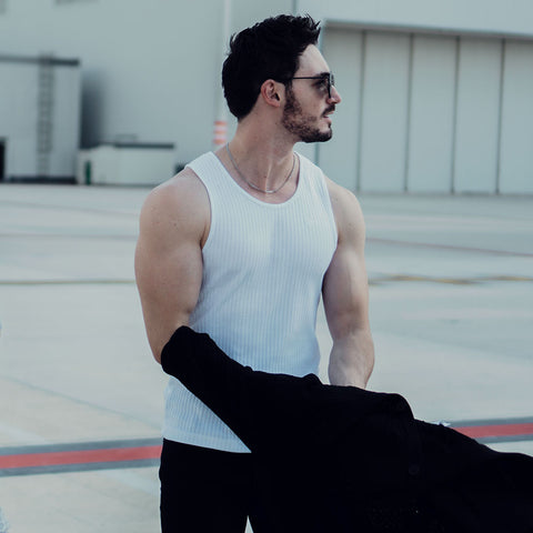 Playera Ribbed Casual Tank White