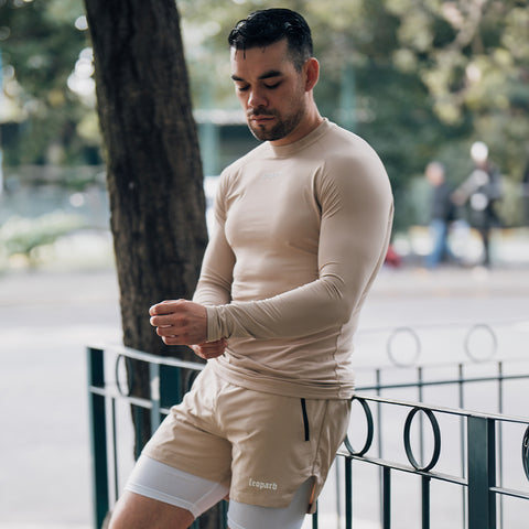 Speed Compression Long Sleeve T-Shirt Ivory Cream Logo White