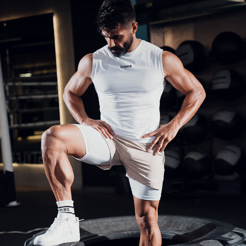 Speed Compression Tank Snow White Logo Black