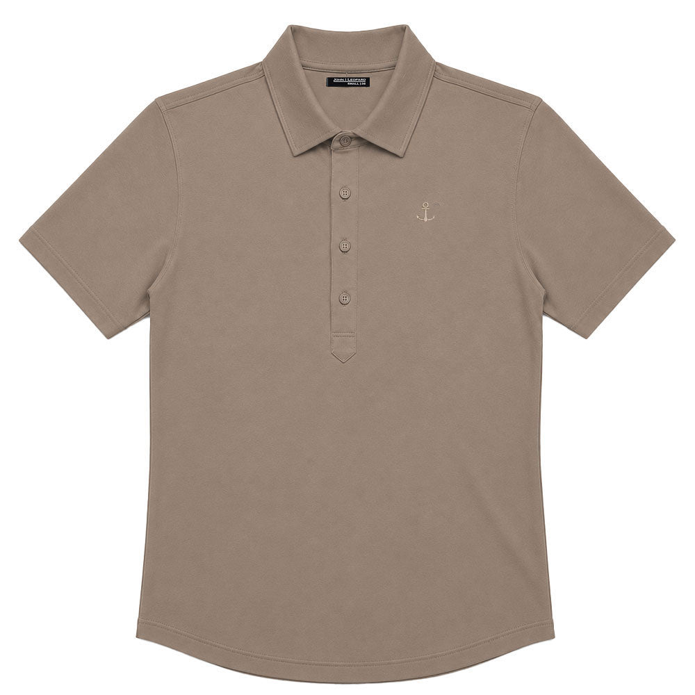 Sateen Luxe Polo Shirt Long Sleeve Light Gray