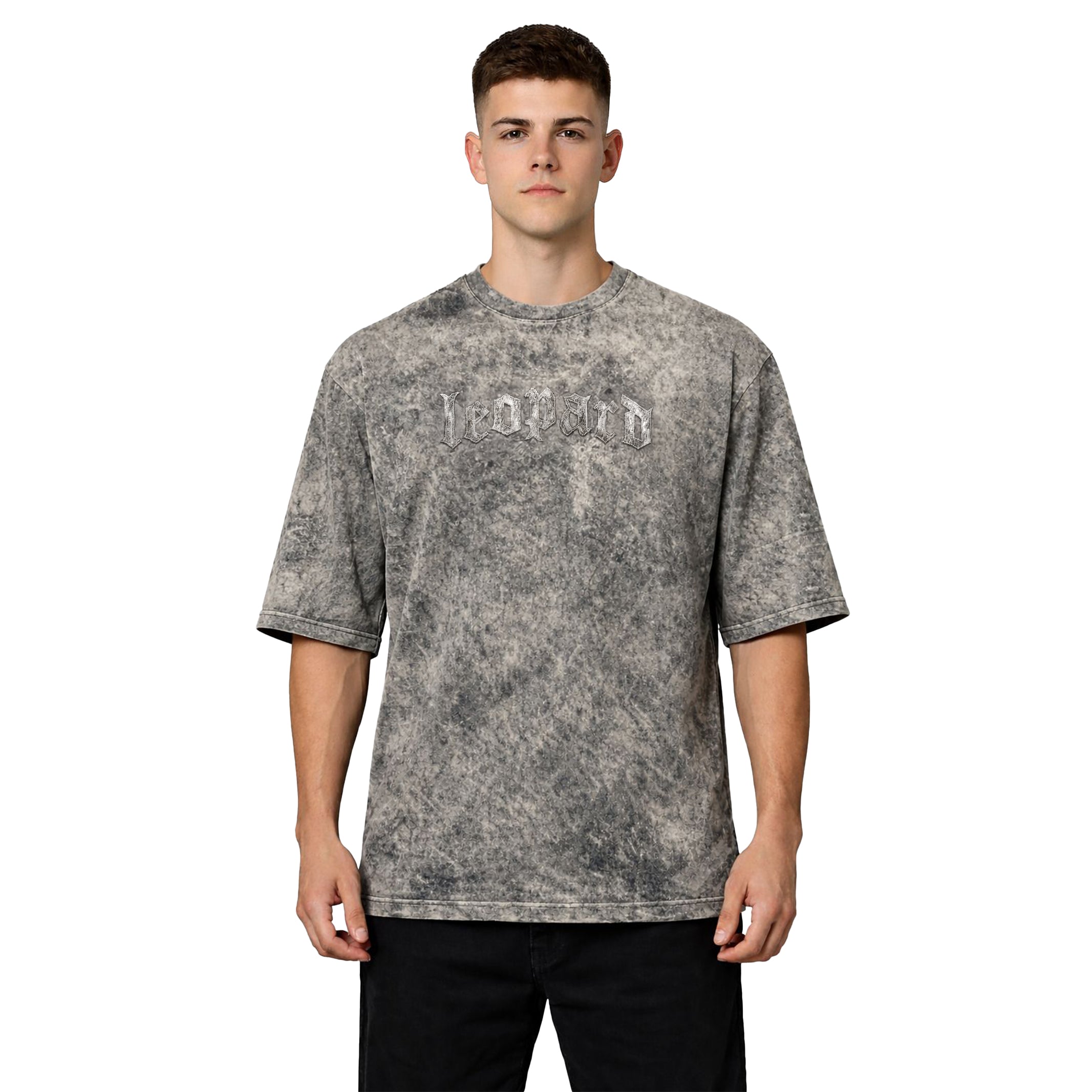 Playera Oversized Tshirt Laser Stitch Acid Gray