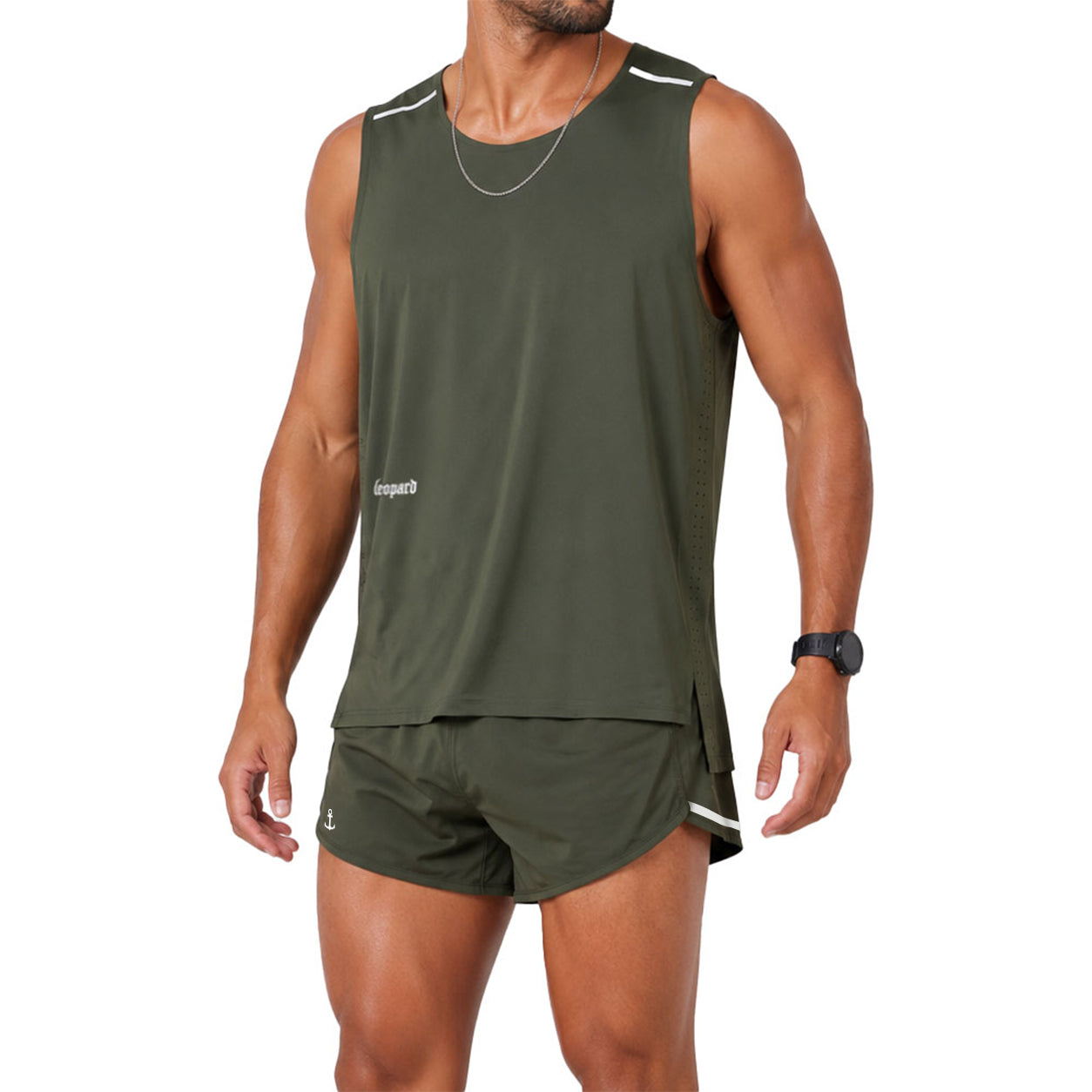 Singlet Tank Performance Tech Aeradry Olive Race