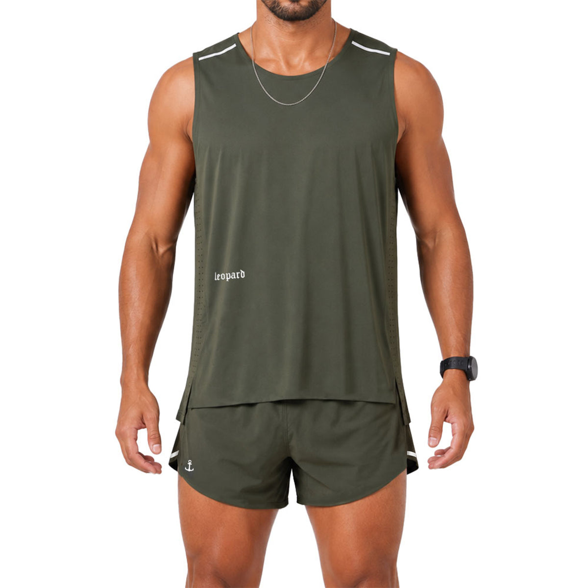 Singlet Tank Performance Tech Aeradry Olive Race