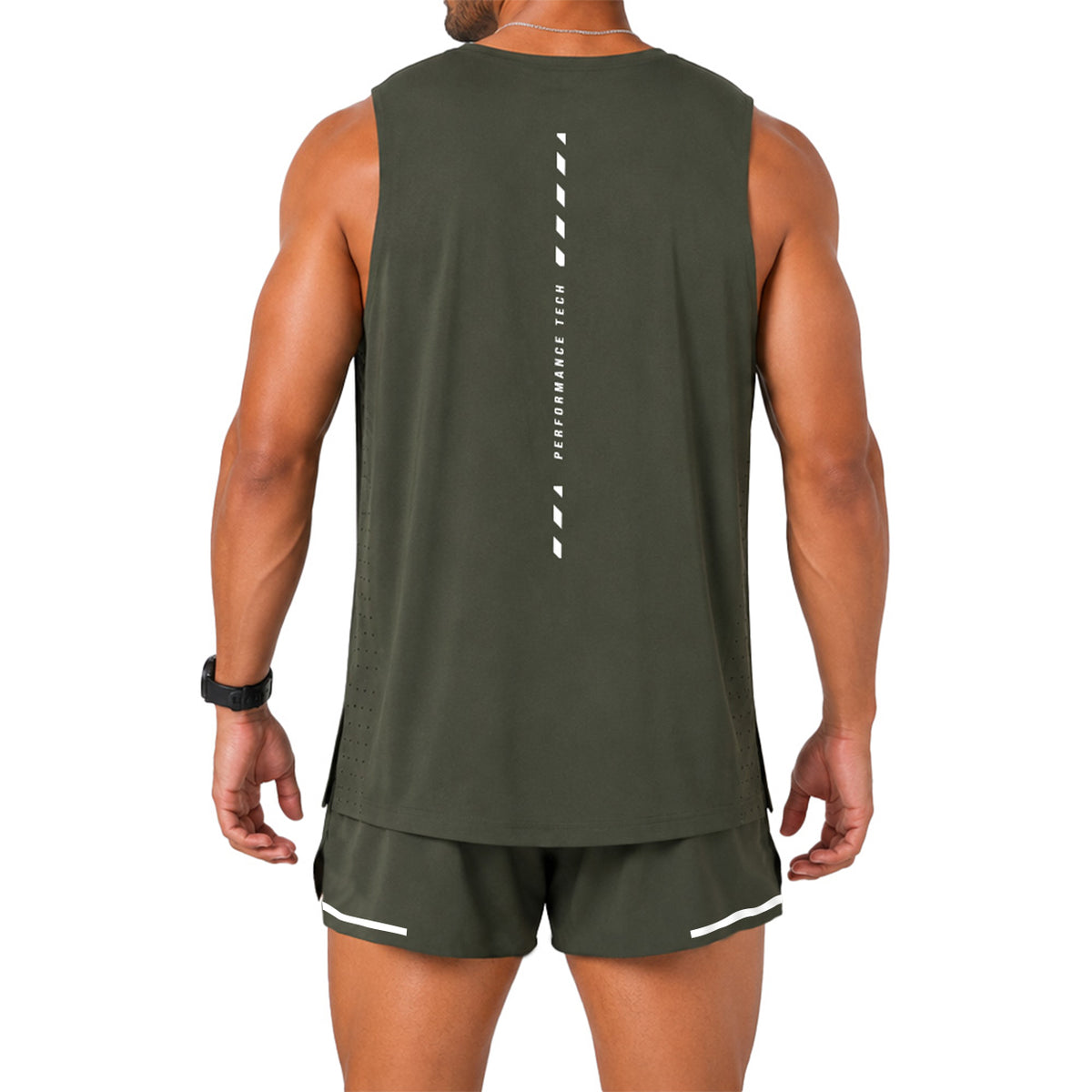 Singlet Tank Performance Tech Aeradry Olive Race