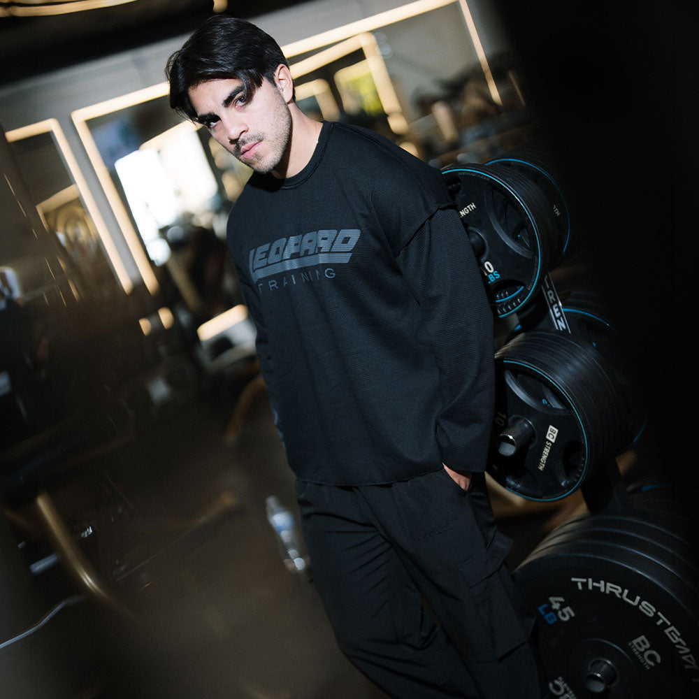 Playera Thermal Waffle Longsleeve Black