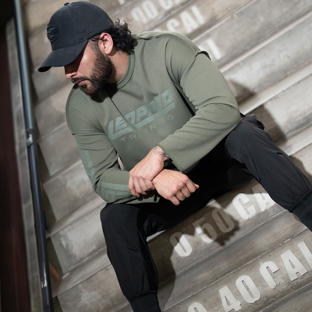 Playera Thermal Waffle Longsleeve Olive Green